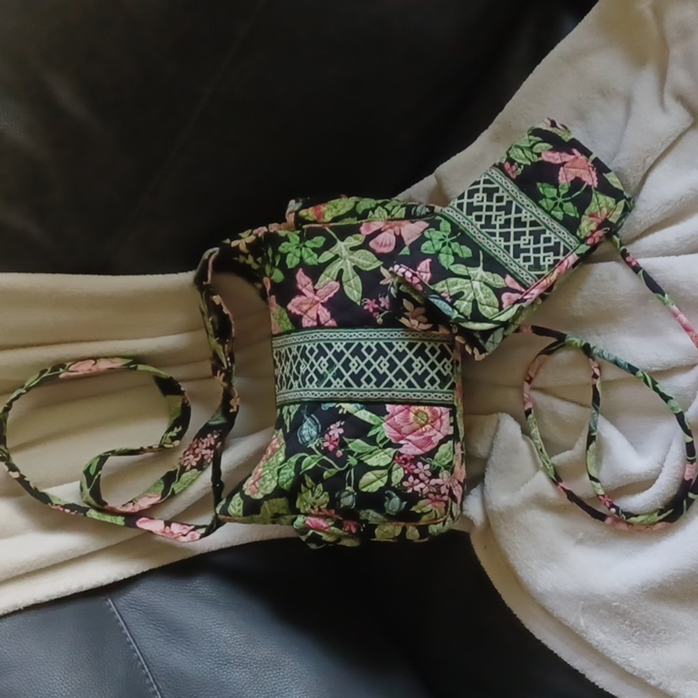 Vera Bradley Shoulder Bag & Trifold Crossbody Wallet Set in Botanical Pattern